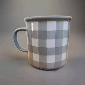 Place & Time Blue Plaid Coffee Mug Cup Tea Time Cozy 16 oz NEW Factory FLAW